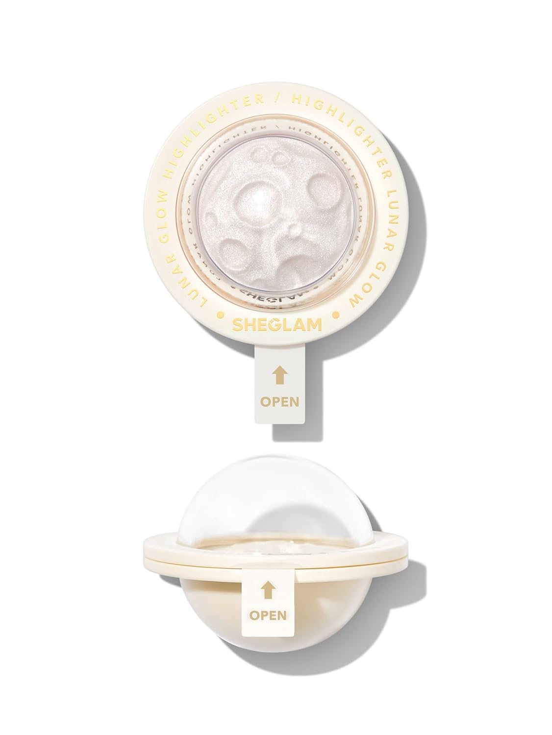 SHEGLAM UFO Highlighter shades displayed on a reflective surface