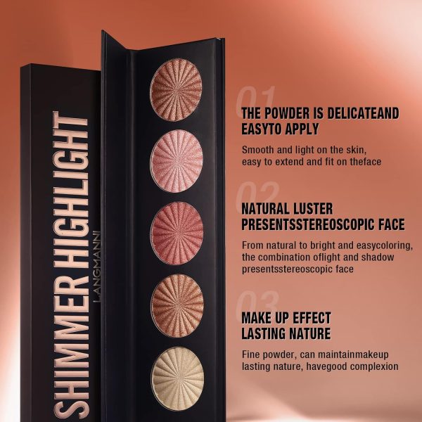 Face Highlighter LANGMANNI 5 Color Waterproof-4