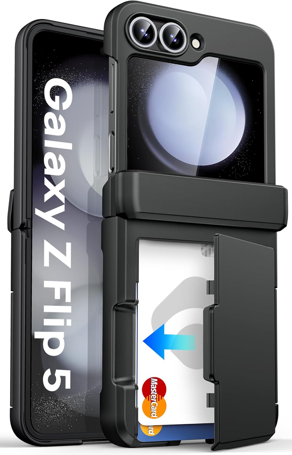 Galaxy Z Flip 5 case with card holder and screen protector