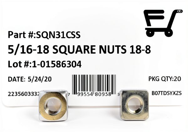 5/16-18 Stainless Steel Square Nuts 18-8 by FAS 20 pcs QC Inspected-1