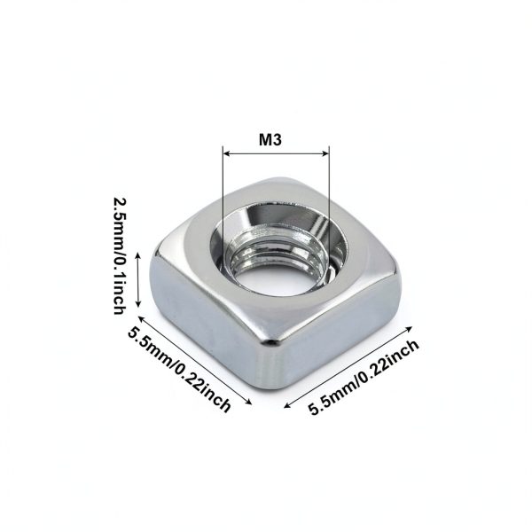 Waziaqoc 200 PCS 304 Stainless Steel M3 Square Nuts-2