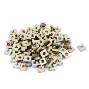 uxcell M3x5.5mmx2mm Zinc Plated Square Nuts Bronze Tone 100pcs-0
