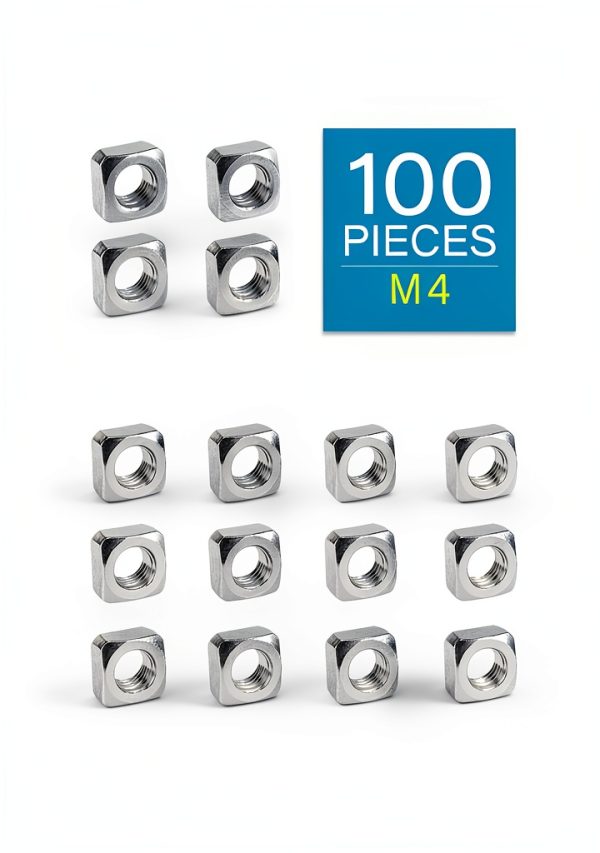 M4-0.7 Square Nuts IMScrews 304 Stainless Steel Fasteners Pack of 100-1